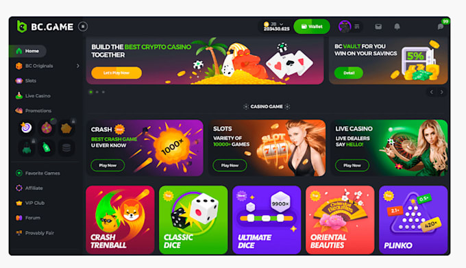 Gig Preview - Develop bc bet game, stake, slot, crash game, sport bet, crypto igaming website