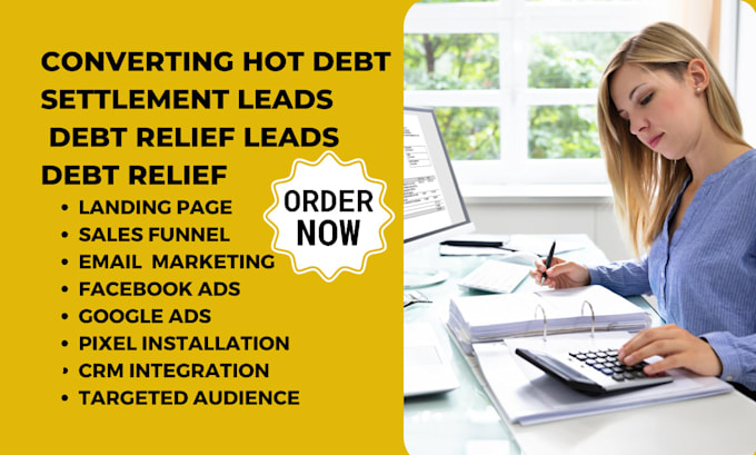 Gig Preview - Generate debt settlement debt relief leads debt relief landing page website