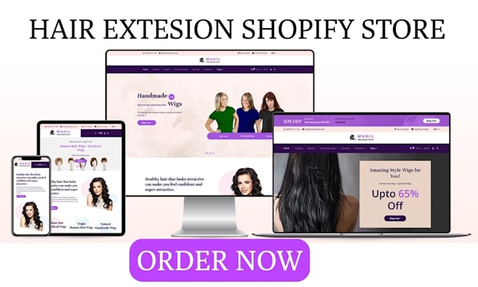 Gig Preview - Hair extension website wix hair extension store beauty website shopify store