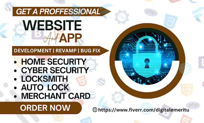 Gig Preview - Create home security cybersecurity locksmith auto  car lock repair website app