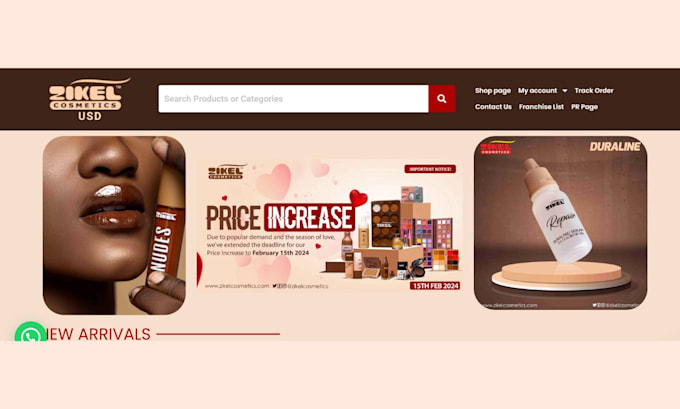 Gig Preview - Design cosmetic website cosmetic shopify store cosmetic store