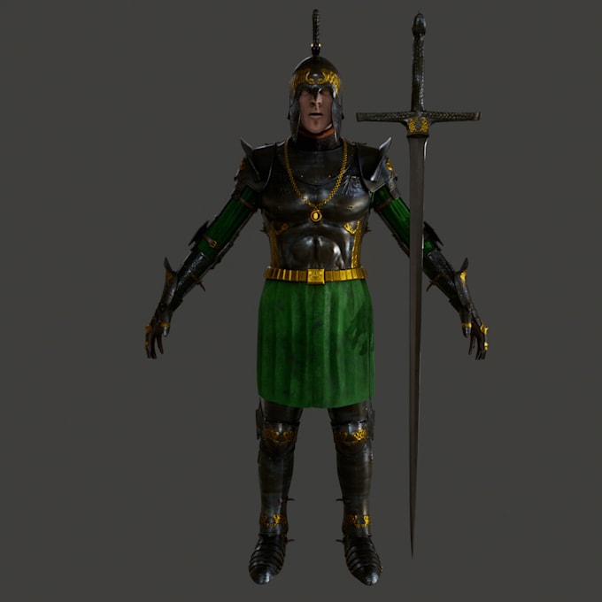 Gig Preview - Mold 3d warrior model,3d armor daz3d, stylized realistic character, vrm for game