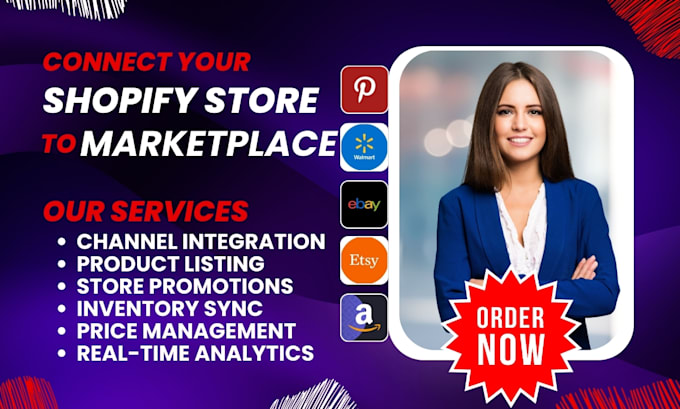 Gig Preview - Connect your shopify store to marketplace, amazon etsy pinterest walmart ebay