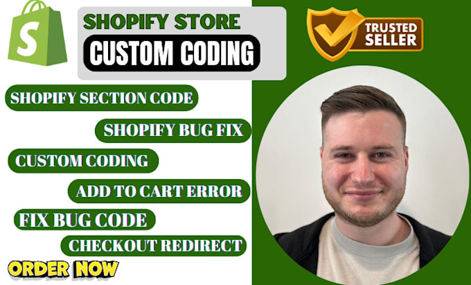 Gig Preview - Do shopify custom coding, bug fixing, errors, theme customization, store setup