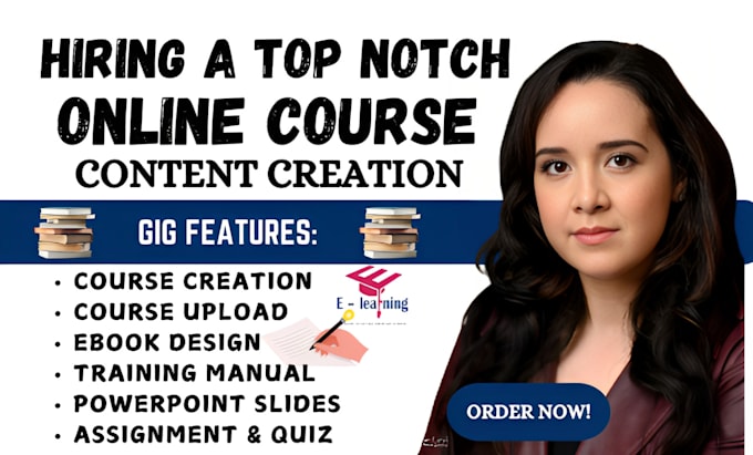 Gig Preview - Create online course content course creation training manual course curriculum