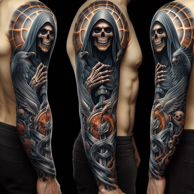 Gig Preview - Create realistic custom tattoo design, tattoo sleeve