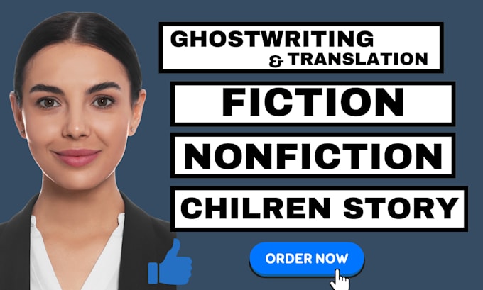 Gig Preview - Fiction ghostwriting book editing children story ghostwriter book translation