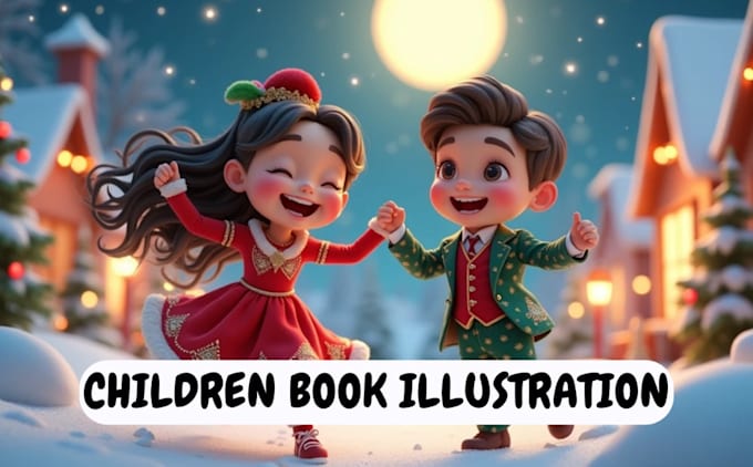 Gig Preview - Create children story book illustration, christmas children book illustration