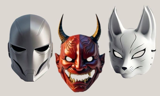 Gig Preview - 3d helmet mask oni kitsune mask cosplay model for 3d printing