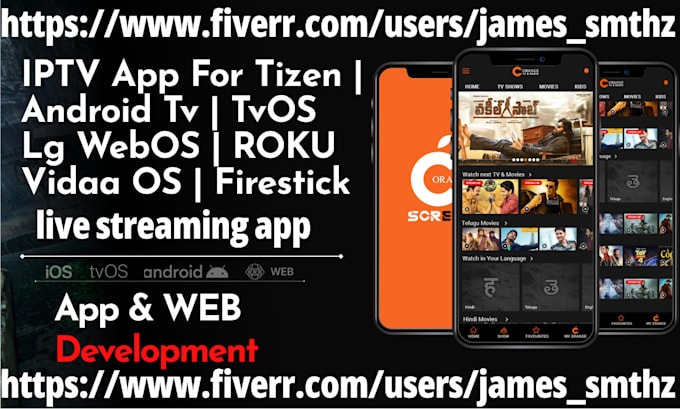 Gig Preview - Develop video streaming app ott app iptv app live streaming app roku tv live tv