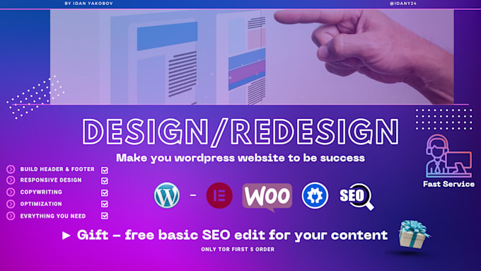 Gig Preview - Design redesign or fix your wordpress website