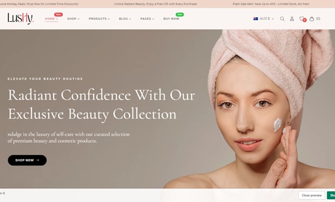 Gig Preview - Design skincare shopify store skincare website cosmetics shopify store website