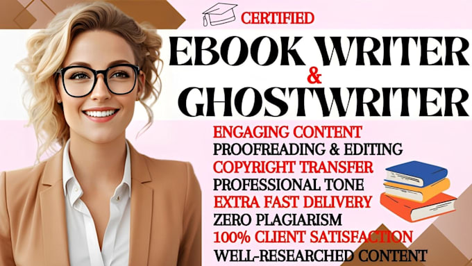 Gig Preview - Be your ghostwriter, book writer, book and ebook writer, fiction ghostwriter