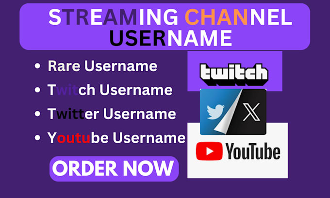 Gig Preview - Find rare twitch username youtube username twitter username to your channel name