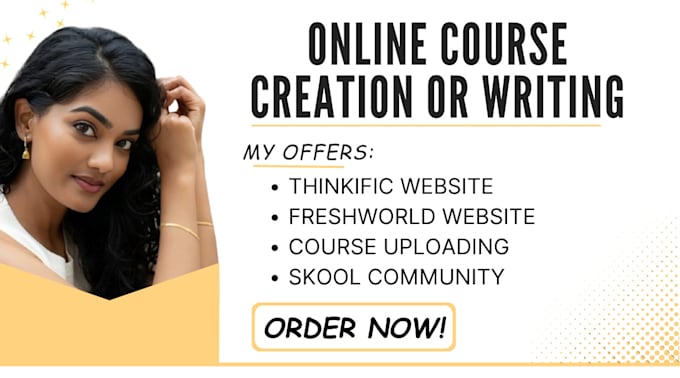 Gig Preview - Create teachable, thinkific, podia, skool and kajabi online course website