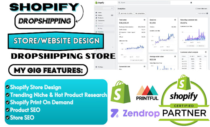 Gig Preview - Build high converting shopify dropshipping store, shopify redesign