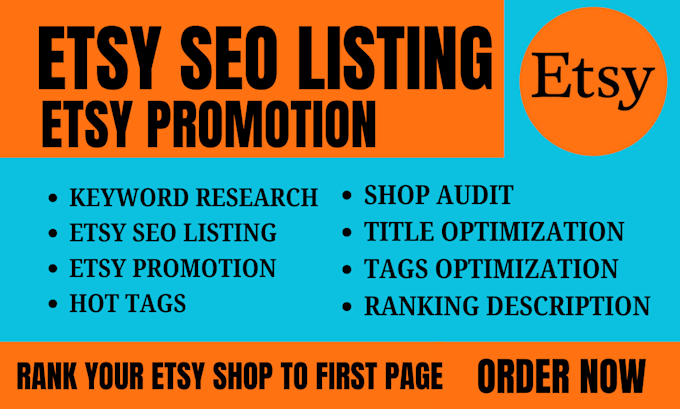 Gig Preview - Optimize etsy title tags etsy product listing etsy SEO to top rank etsy shop