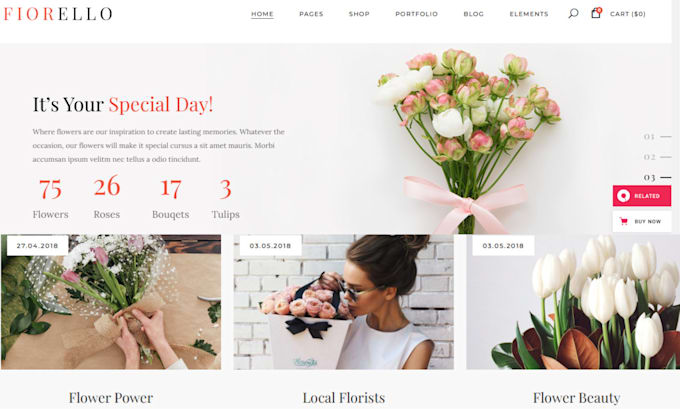 Gig Preview - Design flower shopify store artificial plant shopify store flower website