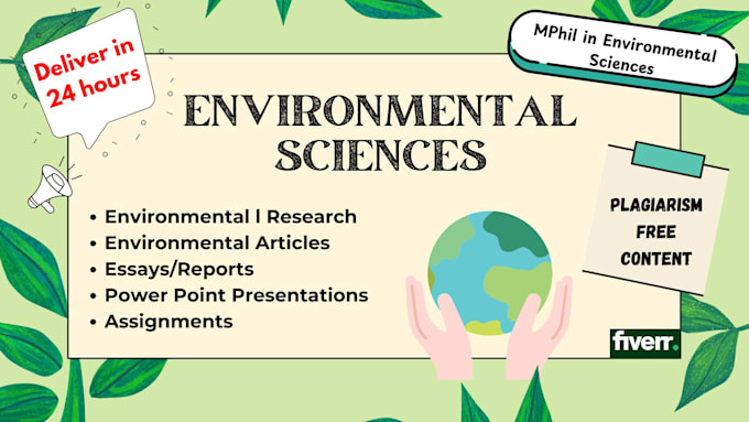 Gig Preview - Do environmental sciences related research in 24 hours