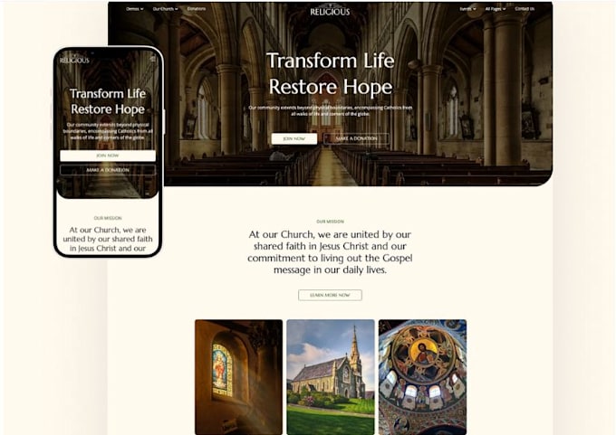 Bestseller - create responsive church website with live streaming functionality