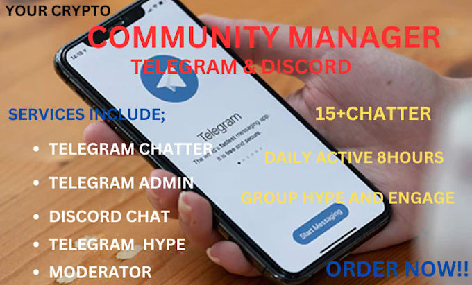 Gig Preview - Crypto telegram chatter,web3 hyper, community manager, admin, moderator