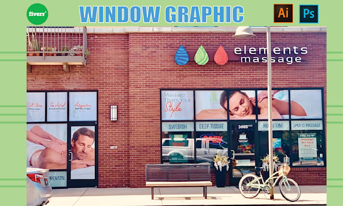 Gig Preview - Modern shopfront, storefront, forested sticker, window graphic