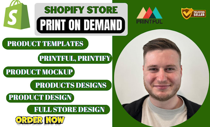 Gig Preview - Create premium print on demand shopify store, printful, printify product uploads