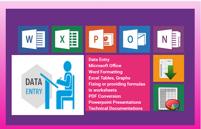 Gig Preview - Do fast data entry, ms excel, word formatting, PDF conversion, and powerpoint