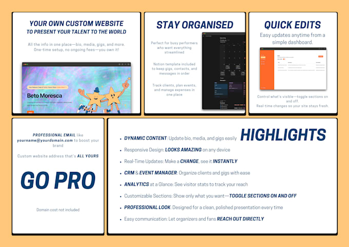 Bestseller - create a custom landing page for performers