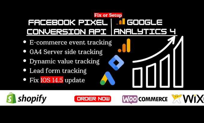 Gig Preview - Fix or setup meta ads facebook pixel conversion API ga4 GTM ecommerce tracking