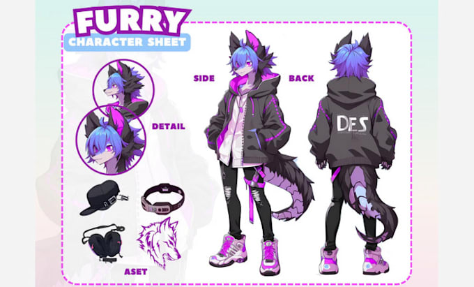 Gig Preview - Draw furry reference sheet design for you character fursona sfw and nsfw oc