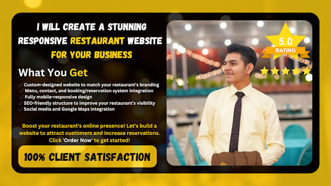 Gig Preview - Create a stunning responsive restaurant website for your business