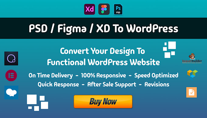 Bestseller - convert your figma or PSD designs into a responsive wordpress site in 24 hours