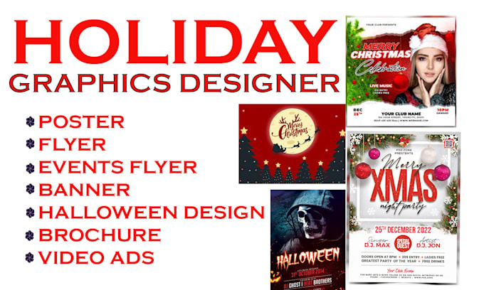 Gig Preview - Design christmas cards, halloween, new year flyers,  social media posts