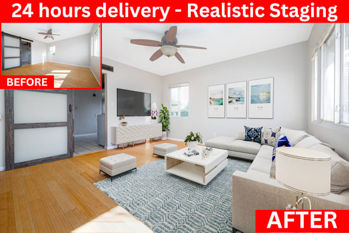 Gig Preview - Do realistic virtual staging and virtual renovation of your listing in 24 hours