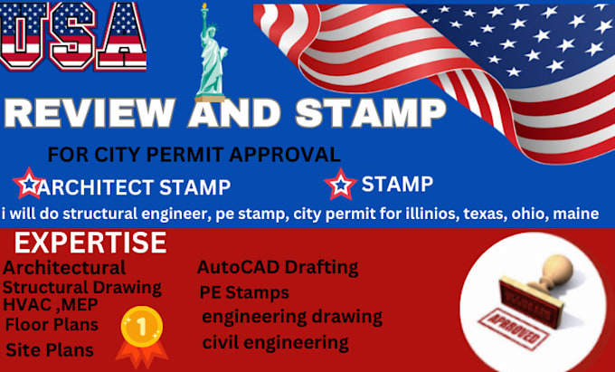 Gig Preview - Do civil engineer, virginia, michigan, arizona, pe stamp for city permit in 24hr