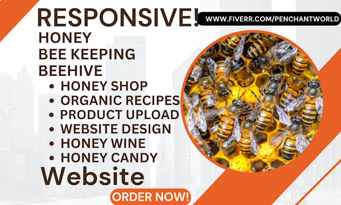 Gig Preview - Responsive beekeeping website beehive landing page honey bee store honey website