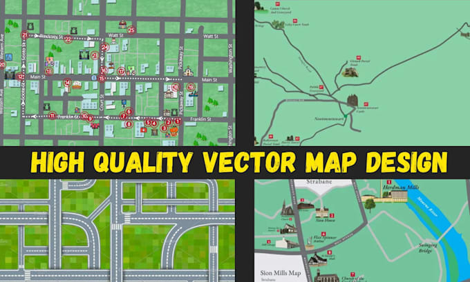 Gig Preview - Design illustrated vector map of any location, city map redesign map, event map