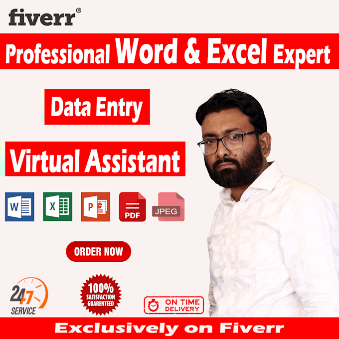 Gig Preview - Do word, excel data entry, copy paste, web research, covert PDF to word or excel