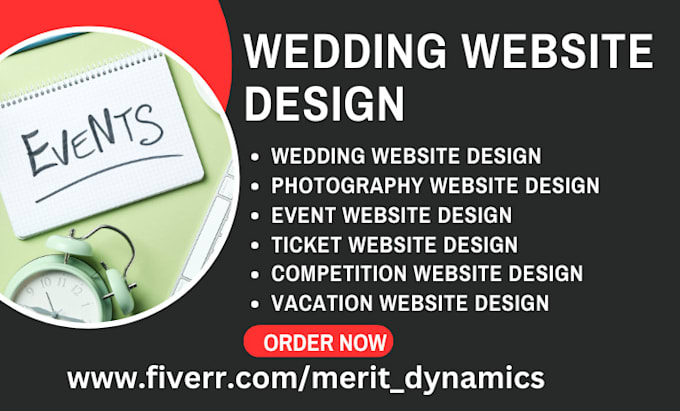 Gig Preview - Design wedding photography event ticket competition vacation rental website