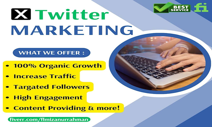 Gig Preview - Do organic twitter x marketing to grow followers