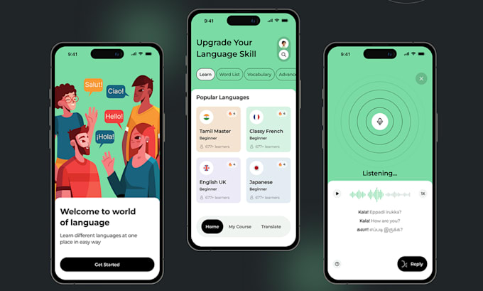 Gig Preview - Design and develop language learning app, learning app and translator app