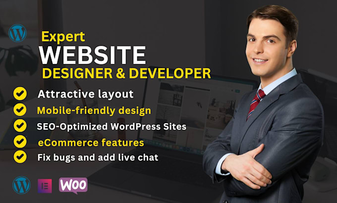 Gig Preview - Build wordpress website, business website, ecommerce store or blog website