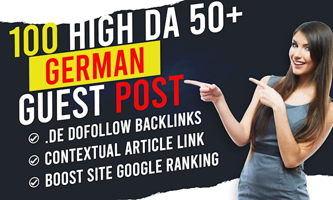 Gig Preview - Do german dofollow white hat seo high da backlinks for google ranking