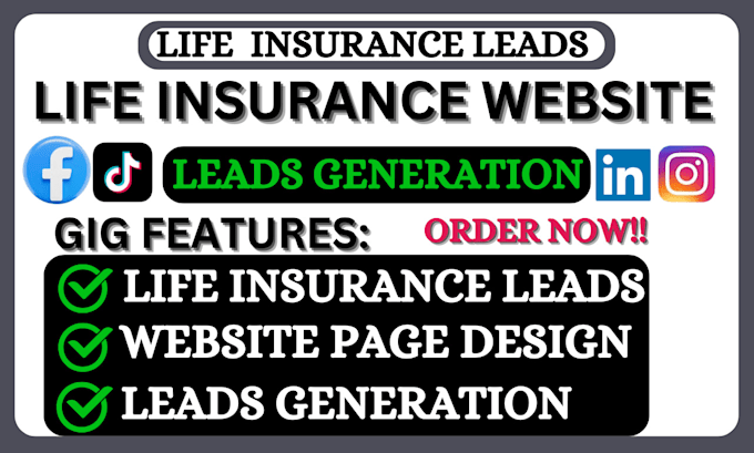 Gig Preview - Life insurance leads insurance website leads life insurance website leads