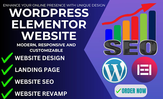 Gig Preview - Create SEO optimized wordpress website for new business startup using elementor