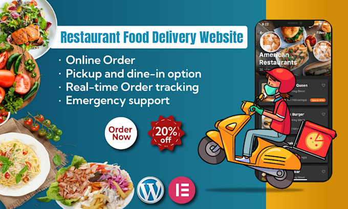 Gig Preview - Build your food delivery catering, restaurant website with ordering system