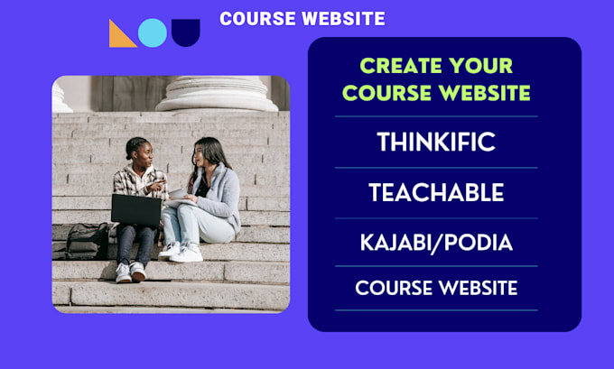 Gig Preview - Thinkific, podia and teachable online course website podia, kajabi, teachable