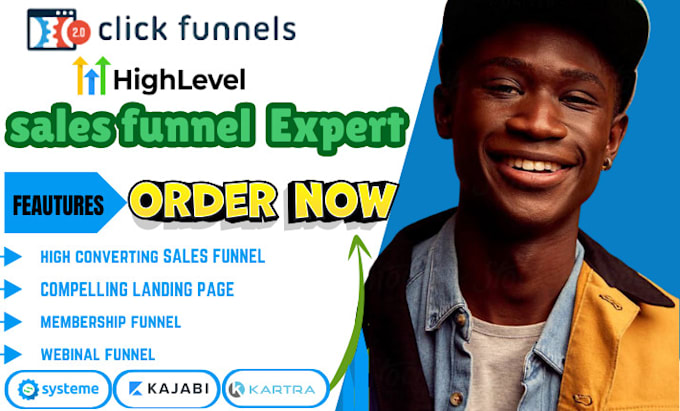 Gig Preview - Design high converting sales funnel using clickfunnels or gohighlevel