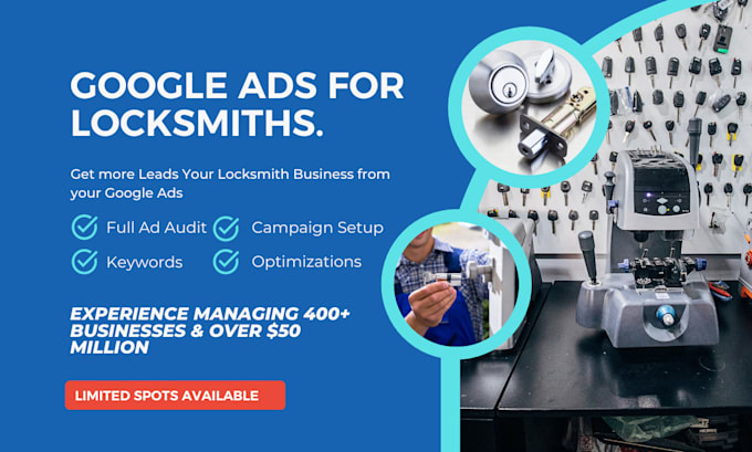 Gig Preview - Setup and manage your locksmith google ads, adwords campaign